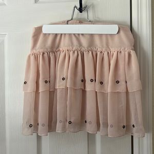 Pink Flowy Double Ruffle Skirt